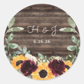 サンフラワーバラズンウッド結婚ズ封筒用シール ラウンドシール (正面)