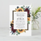 サンフラワーバラブルゴーンディネイビーブルーリハーサルディナー 招待状 (スタンド正面)