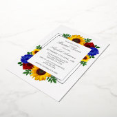 サンフラワーバラ秋フローラブライダルシャワー 箔招待状 (回転した状態)