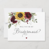 サンフラワーバーガンディは私の花嫁のカードになる 招待状 (正面)