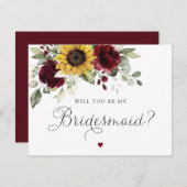 サンフラワーバーガンディは私の花嫁のカードになる 招待状 (正面/裏面)