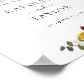 サンフラワーバーガンディ結婚グリーンの歓迎サイン ポスター (角)