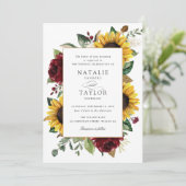 サンフラワーバーガンディ緑素朴フローラ結婚ズ 招待状 (スタンド正面)