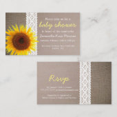 サンフラワーバーラップ&レースベビーシャワーチケット招待状 エンクロージャーカード (正面/裏面)