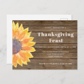 サンフラワーバーンウッドサンクスギビングディナー招待状 インビテーションポストカード (正面/裏面)