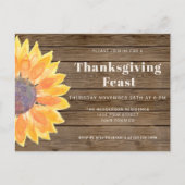 サンフラワーバーンウッドサンクスギビングディナー招待状 インビテーションポストカード (正面)