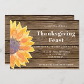 サンフラワーバーンウッドサンクスギビングディナー招待状 招待状 (正面/裏面)