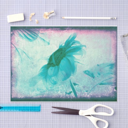 サンフラワーパステルイエローティール（緑がかった色）ヴィンテージアンティーク 薄葉紙 (クラフト)