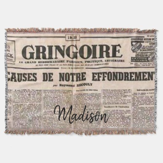 サンフラワーパリフランスニュースブランケット スローブランケット (正面)
