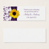 サンフラワーパープルダマスクフローラ結婚式の引き出物ラベル (正面&裏面)