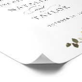 サンフラワーパープル結婚グリーンの歓迎サイン ポスター (角)