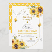 サンフラワービーガール誕生日招待状 招待状 (正面/裏面)