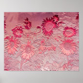 サンフラワーピンクフローラヴィンテージシックデザイン ポスター (正面)