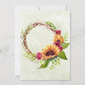 サンフラワーピンク花模様カップルのシャワー招待状 (裏面)