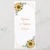 サンフラワーピーチコーラルバラ幾何結婚体 メニュー (裏面)