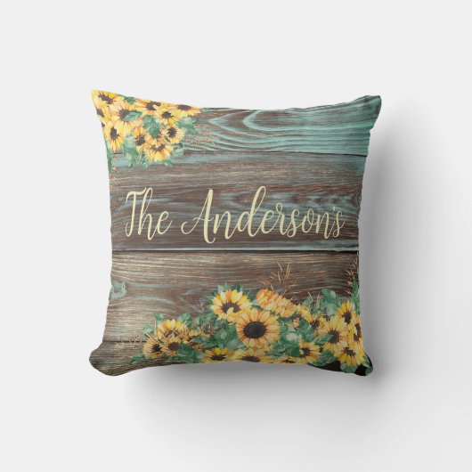 サンフラワーファミリーネームファームハウス装飾用クッション クッション (正面)