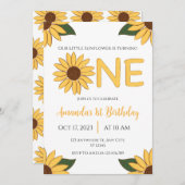 サンフラワーファースト誕生日招待 招待状 (正面/裏面)