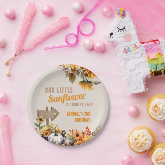 サンフラワーファーム秋誕生日 ペーパープレート (パーティー)