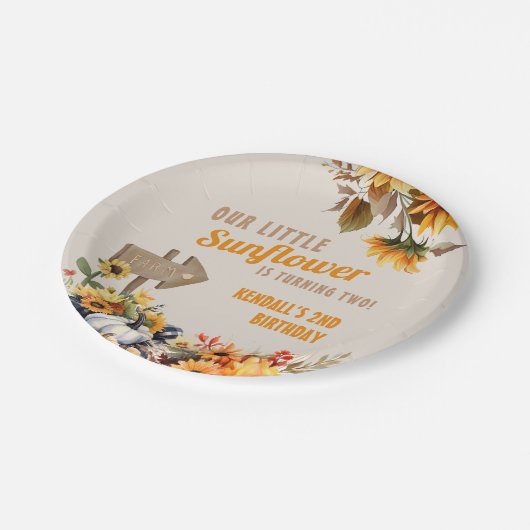 サンフラワーファーム秋誕生日 ペーパープレート (アングル)