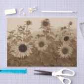 サンフラワーフィールドセピアヴィンテージアート 薄葉紙 (クラフト)