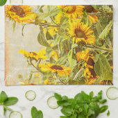 サンフラワーフィールドヴィンテージイエローファームハウススタイル キッチンタオル (折り畳み)