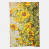 サンフラワーフィールドヴィンテージイエローファームハウススタイル キッチンタオル (縦)
