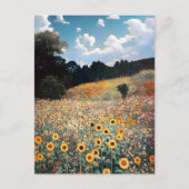 サンフラワーフィールド絵を描ズコテージコア ポストカード (正面)