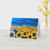 サンフラワーフィー絵を描ルドズバイアルフレッドキツネ カード (黄色い花)