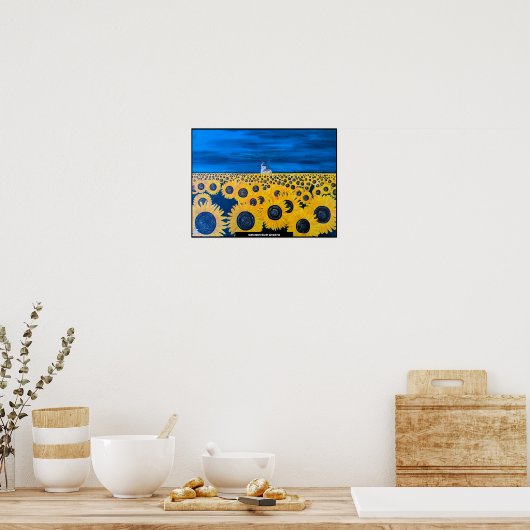 サンフラワーフィー絵を描ルドズバイアルフレッドキツネ ポスター (キッチン)