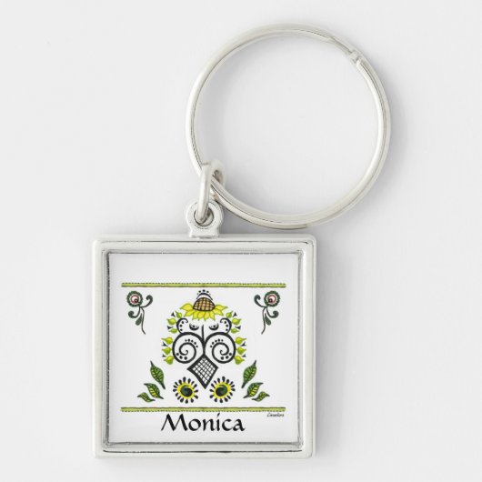 サンフラワーフォークアートネームキーリングバイアレクサンドラ調理師 キーホルダー (正面)