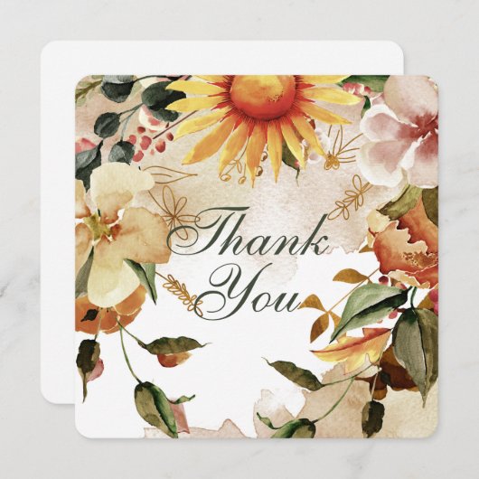 サンフラワーフレーム秋サンフラワーフレーム サンキューカード (正面/裏面)