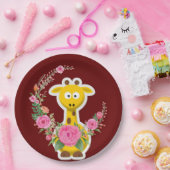 サンフラワーフローラキラフェピンクローズ紙プレート ペーパープレート (パーティー)