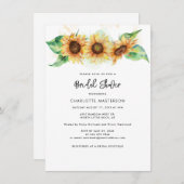 サンフラワーフローラグリーンリーボタニカルブライダルシャワー 招待状 (正面/裏面)