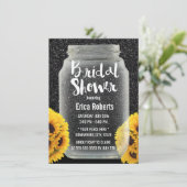 サンフラワーブライダルシャワーメイスンジャーブラックグリッター 招待状 (スタンド正面)