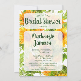 サンフラワーブライダルシャワー招待イエローグリーン 招待状