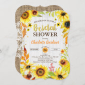 サンフラワーブライダルシャワー招待田舎木 招待状 (正面/裏面)