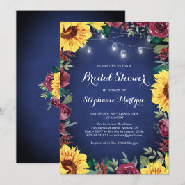 サンフラワーブルガンディジャールライツネイビーブライダルシャワー 招待状