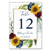 サンフラワーブルガンディネイビーブルーフローラ テーブルナンバー (裏面)