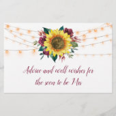 サンフラワーブルガンディライトブライダルシャワーアドバイス (裏面)