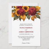 サンフラワーブルガンディレッドローズ結婚式招待状 招待状 (正面)