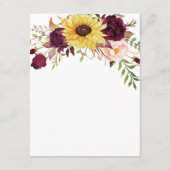 サンフラワーブルガンディレッド赤面牡丹バラ結婚ズ エンクロージャーカード (裏面)