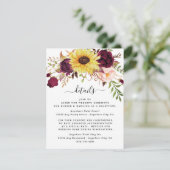 サンフラワーブルガンディレッド赤面牡丹バラ結婚ズ エンクロージャーカード (スタンド正面)