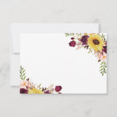 サンフラワーブルガンディレッド赤面牡丹バラ結婚ズ 出欠カード (裏面)