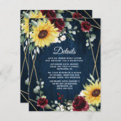 サンフラワーブルゴーニュバラネイビージオメト結婚リの エンクロージャーカード (正面/裏面)