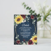 サンフラワーブルゴーニュバラネイビージオメト結婚リの エンクロージャーカード (スタンド正面)