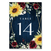 サンフラワーブルゴーニュバラネイビージオメト結婚リの テーブルナンバー (裏面)