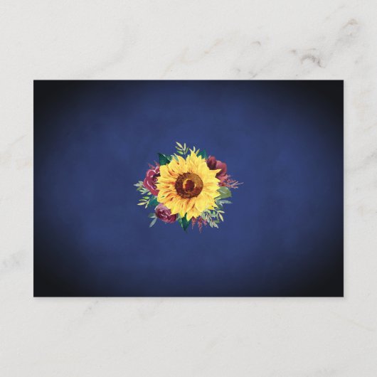 サンフラワーブルゴーニュバラネイビー結婚ズアコモデーション エンクロージャーカード (裏面)