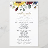 サンフラワーブルゴーニュバラネイビー結婚式 プログラム (裏面)