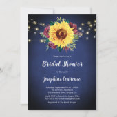 サンフラワーブルゴーニュバラライツネイビーブライダルシャワー 招待状 (正面)