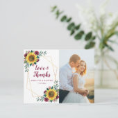 サンフラワーブルゴーニュバラ幾何学写真ありがとう ポストカード (スタンド正面)